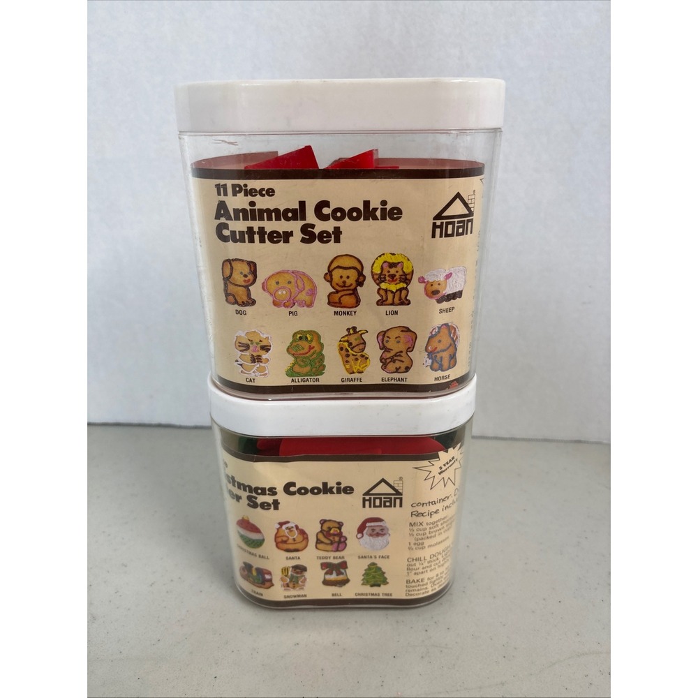 Vintage Hoan Cookie Cutter Sets 22pc Animal and‎ Christmas Holiday 1980s